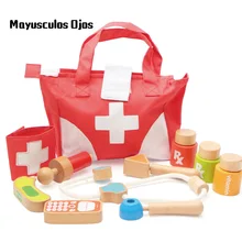 1 Набор, деревянные детские Игрушки для раннего образования, семейная серия, Обучающие игрушки, набор медицинских сумок, игра для доктора