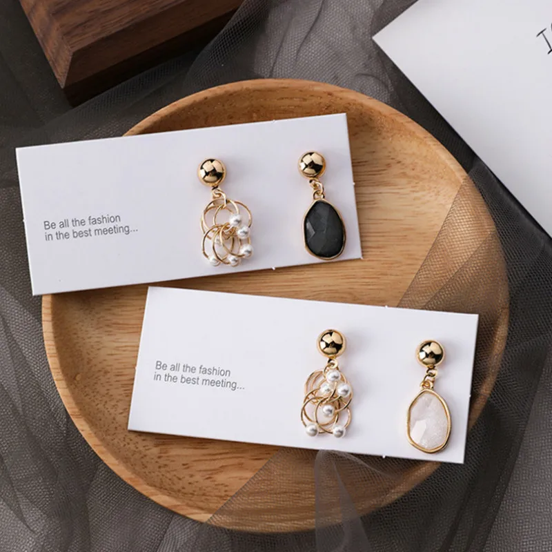 

2019 New Crystal Pearl Earrings Asymmetrical Earrings Korean Fashion Geometric Drop Earring Women Jewelry Hot Gifts Wholesale