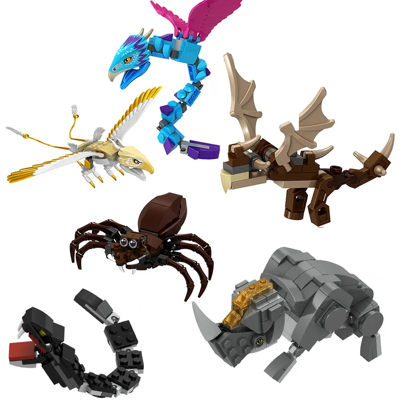 Legoed Building Blocks Harry Potter occamy aragog Fantastic Beasts Thunderbird Figures Model Basilisk Horntail Toys Gift kids