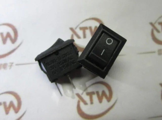 

10pcs/lot Rocker switch 8.5*13.5MM black 2-PIN AC 250V 3A Black Plastic Connectors
