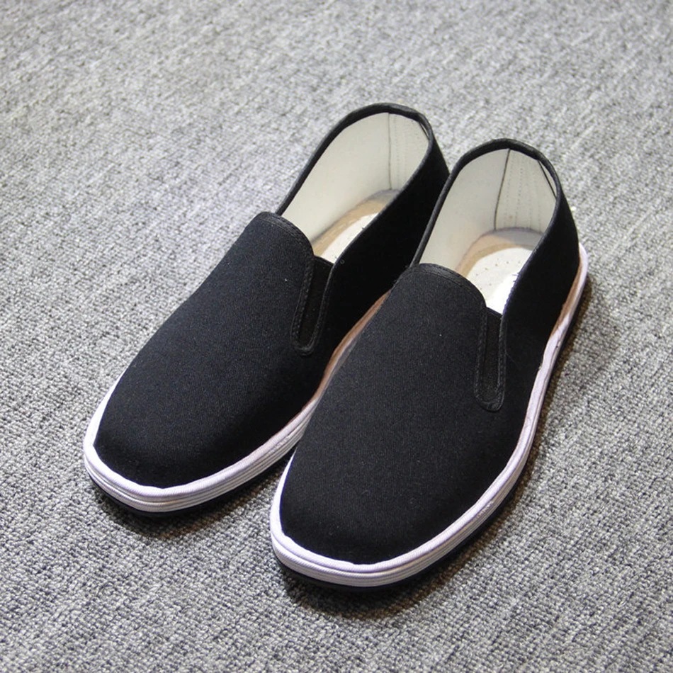 Chaussures de Kung Fu Chinois Traditionnel Art Martiaux Vieux P/ékin D/écontract/ée Chaussures Noir Chaussures de Toile Classique Plat Chaussures