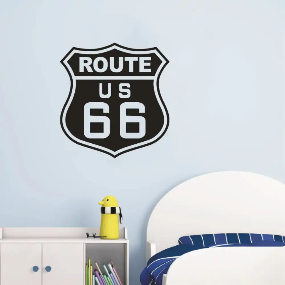 Ruta Us 66 Estados Unidos Bandera Pared Vintage Grafico Pegatina