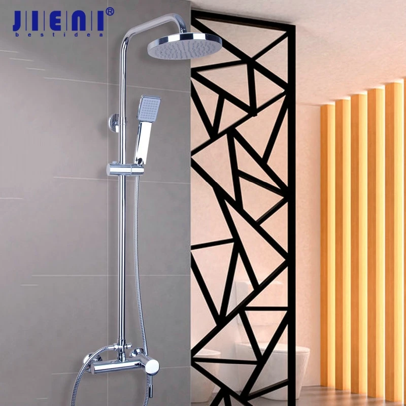 

Chrome Polish Stainless Steel Bath bathroom shower set faucet mixer tap 2 Functions with shower rain shower faucets