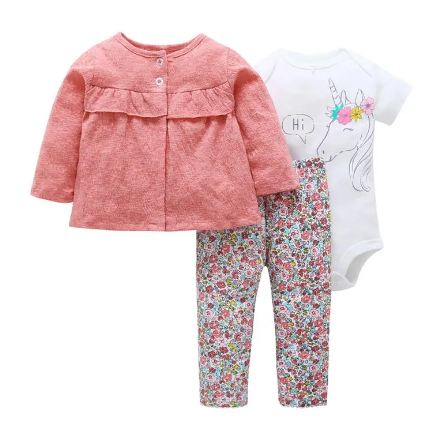 Комплекты из 3 предметов Одежда для новорожденных топы для малышей, свитер+ штаны+ боди с длинным рукавом, зимняя одежда для маленьких девочек - Цвет: model 18