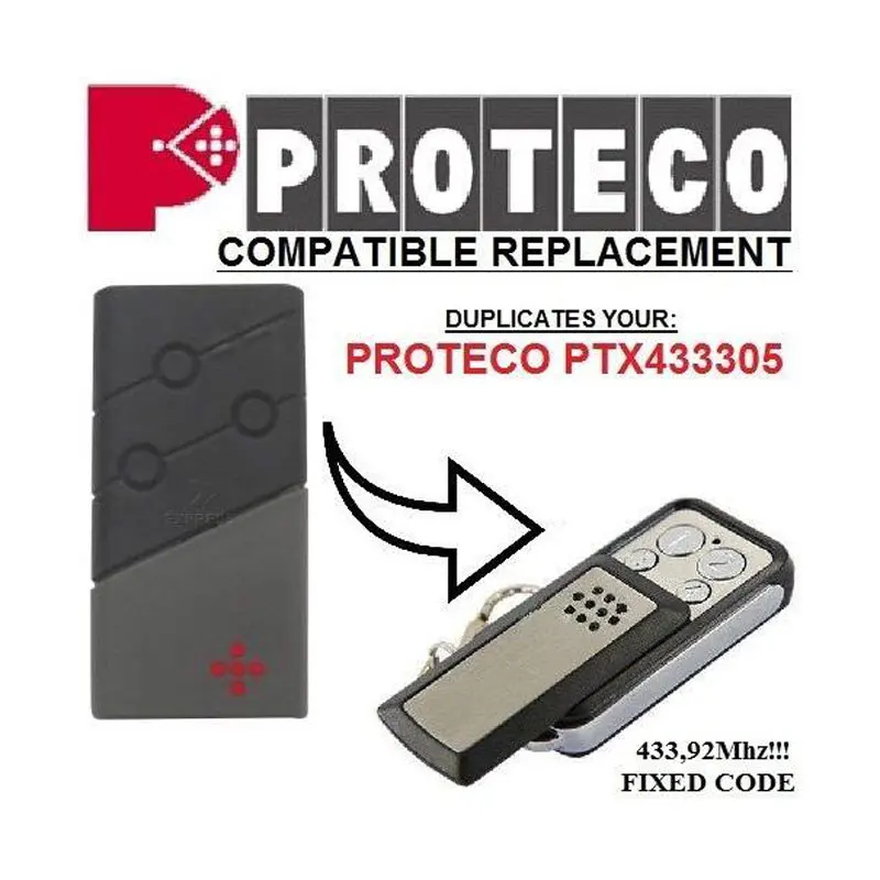 

2pcs PROTECO Fixed Code Replacement Garage Door Hand Remote Key Copy/Duplicator Fixed Code