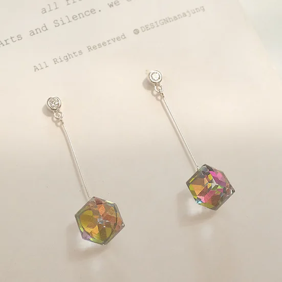 block suger earrings100% 925 Sterling silver Jewelry fashion Hypoallergenic dangle earrings for women Christmas gift