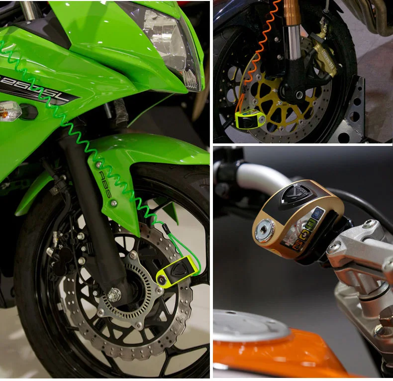 6 цветов мотокросса дисковый замок вибрации сигнализация защита от угона велосипеда AlloySteel мотоциклетная безопасность Автозапуск для скутера