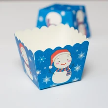 Синий снеговик Рождественское украшение квадратные формочки для кексов, вечерние небольшие кексы поставки спрос среди детей