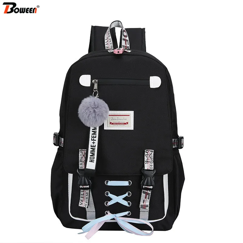 

USB Anti Theft Backpack for Girls Teenage Nylon School Bags Women Bagpack Large Capacity Black Back Pack Student Backbag 2019