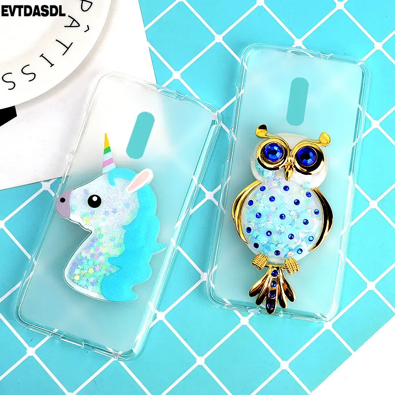 Glitter Dynamic Liquid Quicksand Case for Fly Cirrus 13 FS518 3D Owl Unicorn Cartoon Animals Cover For Fly FS518 FS 518 Shining