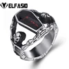 Los niños Mens gótico vampiro cráneo esqueleto maldito esmalte rojo ataúd de acero inoxidable joyería de anillos Punk nos tamaño 8-14 ► Foto 1/6