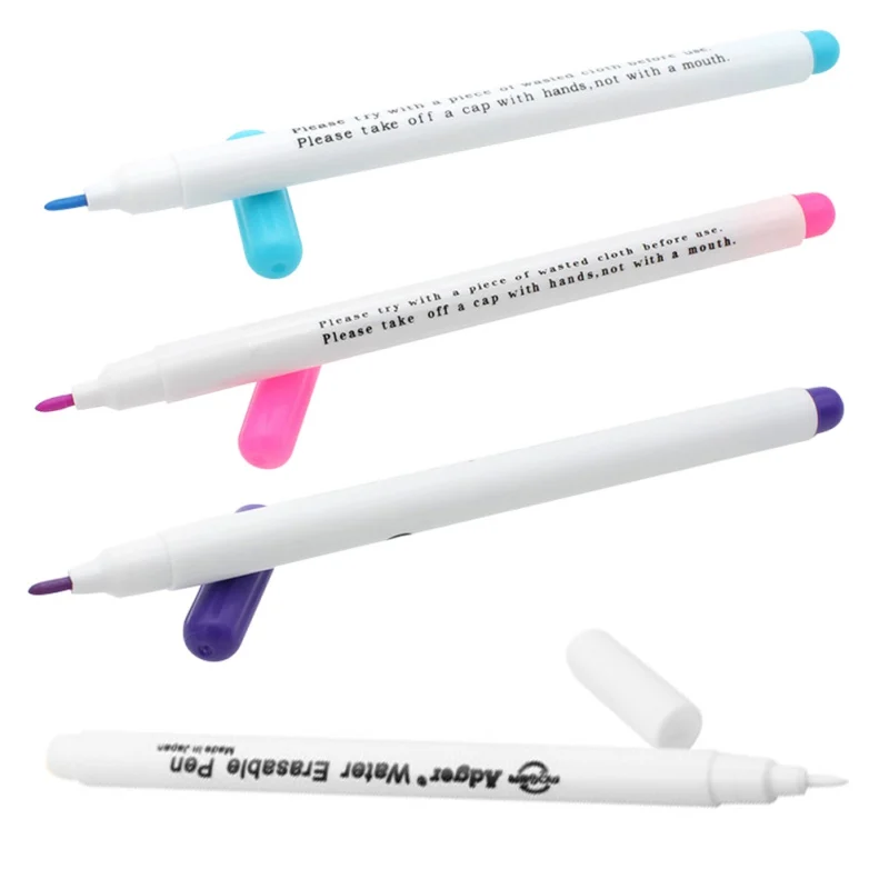 

4pcs Soluble Cross Stitch Water Erasable Pens Grommet Ink Fabric Marker Marking Pens DIY Needlework Home Tools