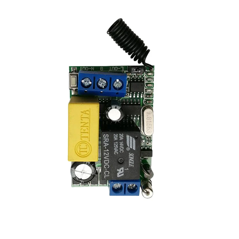 

AC 220V 1 CH Relay Mini Receiver 10A Remote Switch Input AC220V Output AC220V Wireless Switch 315/433.92MHZ Superheterodyne RX