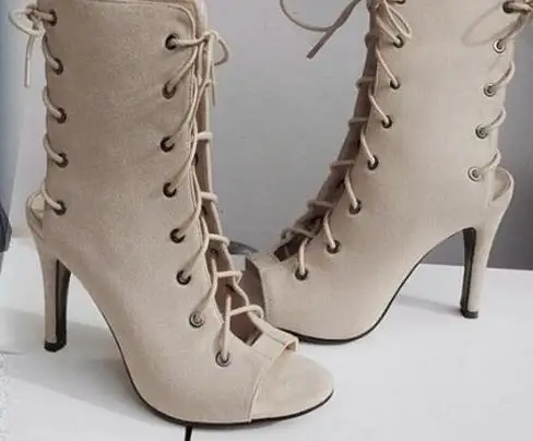 

Hot Selling Women Summer Denim Ankle Strap Sandals Lace up Hollow out Noverty Ladies Shoes