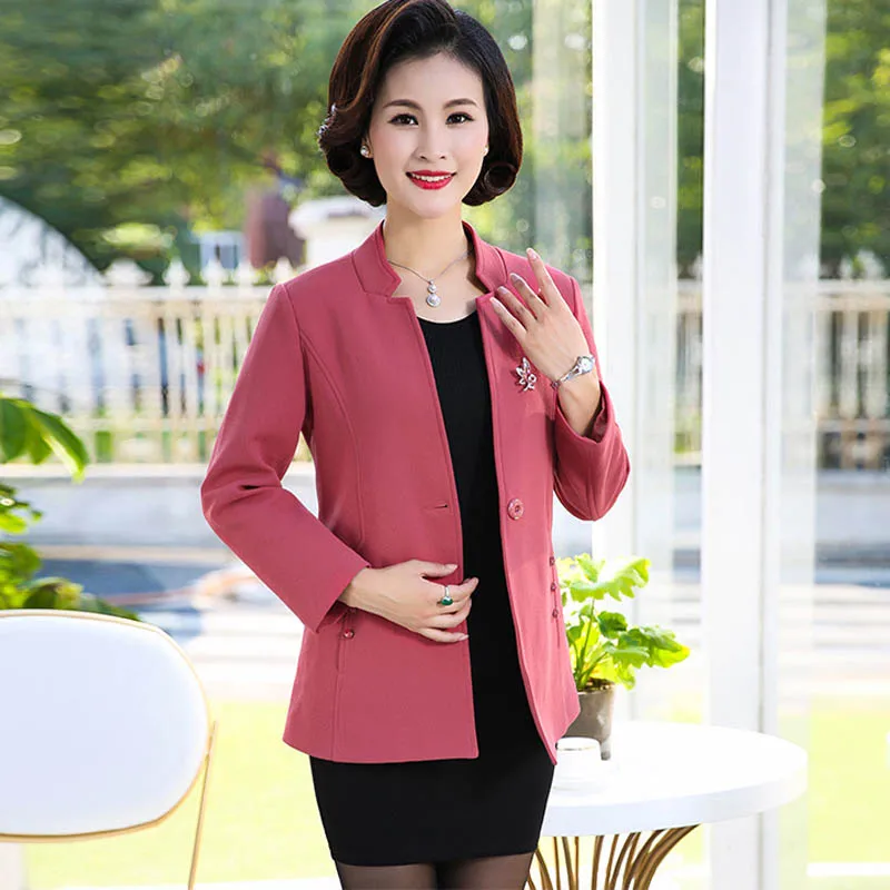PLUS SIZE fashion women's pure color short jacket in the elderly fall