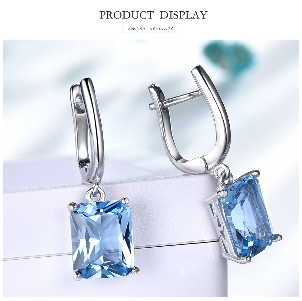 UMCHO Nano Sky Blue Topaz 925 sterling silver earring for women EUJ094B-1-pc (3)