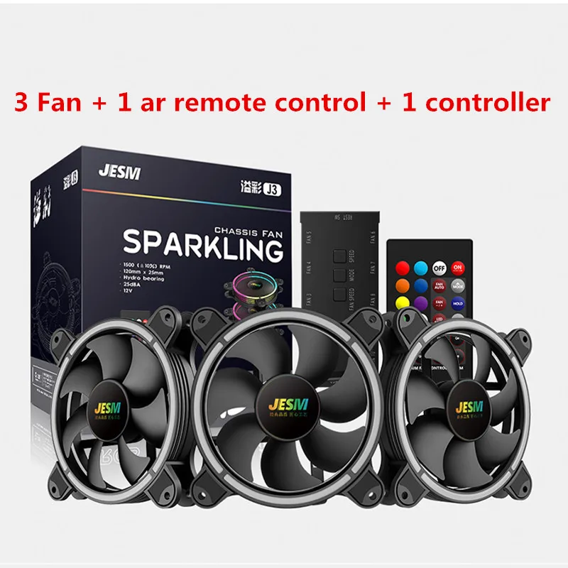 

AIGO JESM J3 RGB Cooler 12cm case fan LED AURA RGB CPU cooler Liquid cooler 120mm computer AR remote remote con cooling fan
