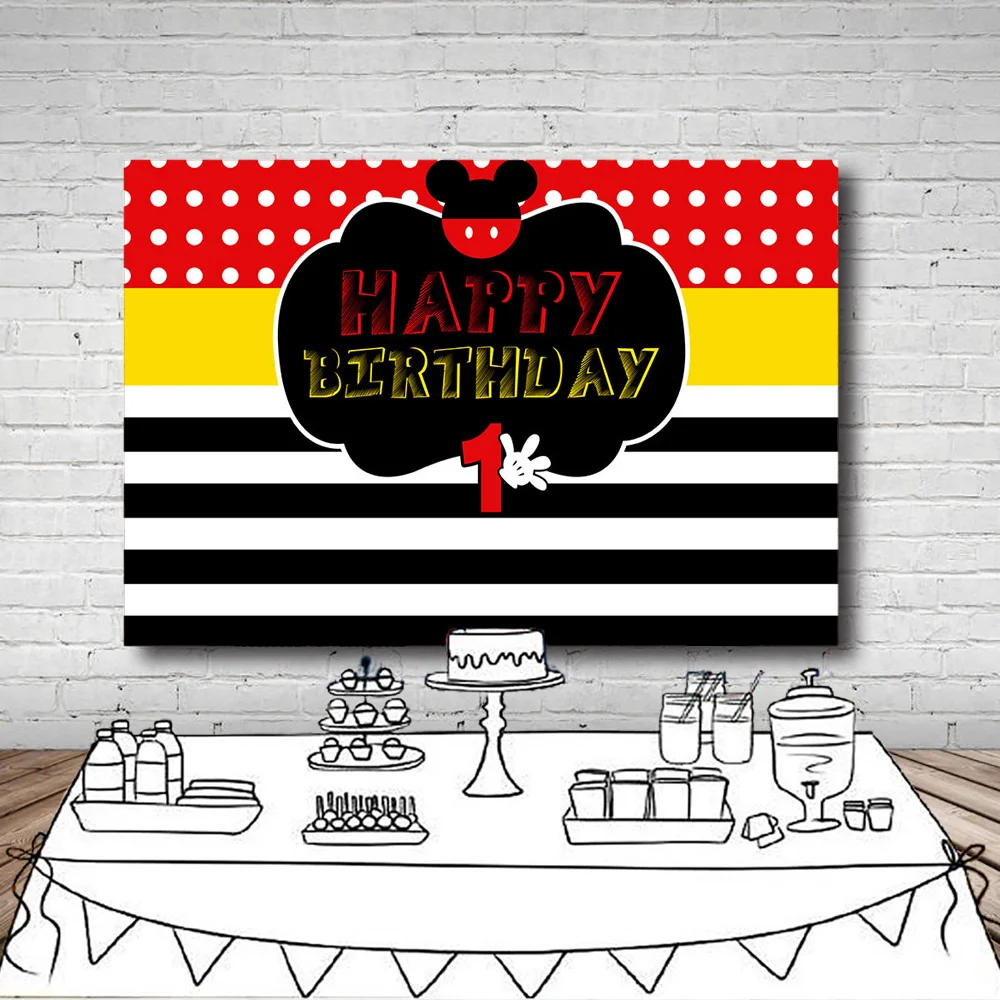

Happy birthday dots Black white stripes children photo Background Professional Backdrop photography studio Backdrop