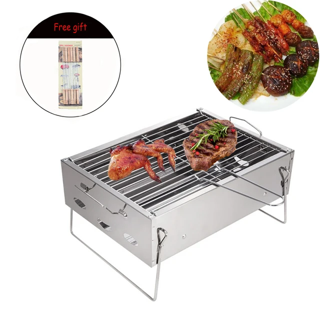 สแตนเลสสตีลบาร์บีคิวเตาอบPicnicเตาย่างทำอาหารตารางพับกลางแจ้งThickenแบบพกพาBBQ Grillเตาอบเตาอบเครื่อ...