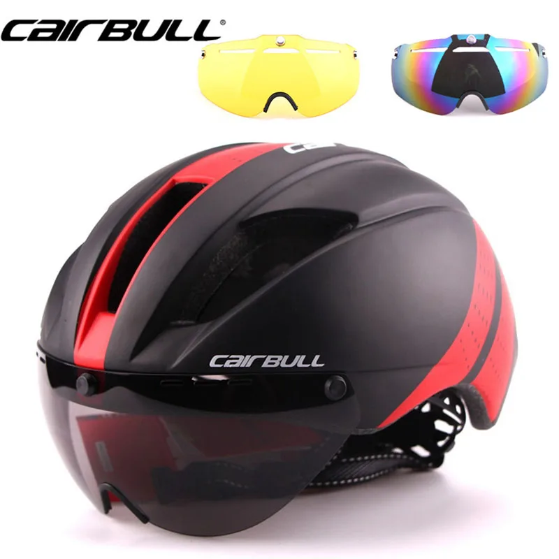 3 линзы 280g speed Aero TT дорожный велосипедный шлем велосипедный спортивный защитный шлем TT Racing in-mold шоссейные велосипедные очки красный - Цвет: black red