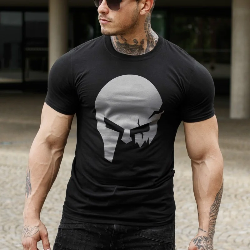 Хлопок короткий рукав мужская 3D футболка мужская футболка Мужская Фитнес компрессионная рубашка Каратель ММА