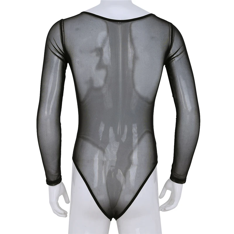 Sexy Men's Shapers One-Piece See Through Mesh Sheer Long Sleeve Scoop Neck High Cut Jumpsuit Bodysuit Lingerie for men Sexy Men's Shapers One-Piece See Through Mesh Sheer Long Sleeve Scoop Neck High Cut Jumpsuit Bodysuit Lingerie for men