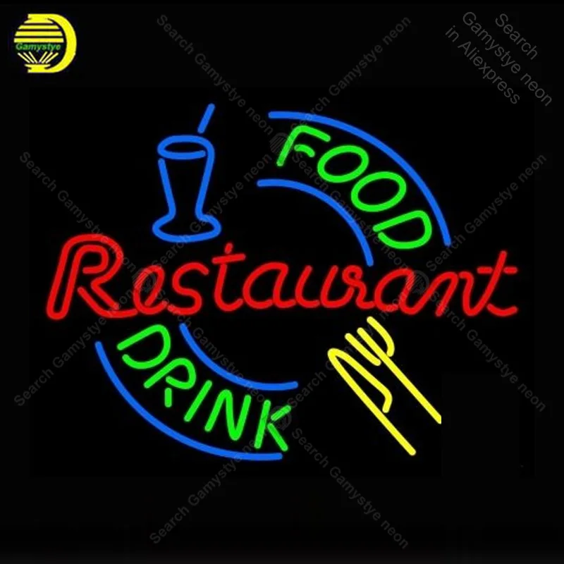 NEON SIGN For Restaurant food drink display Neon lamps Real GLASS Tube Decorate Home Room Advertise custom neon light with board | Освещение