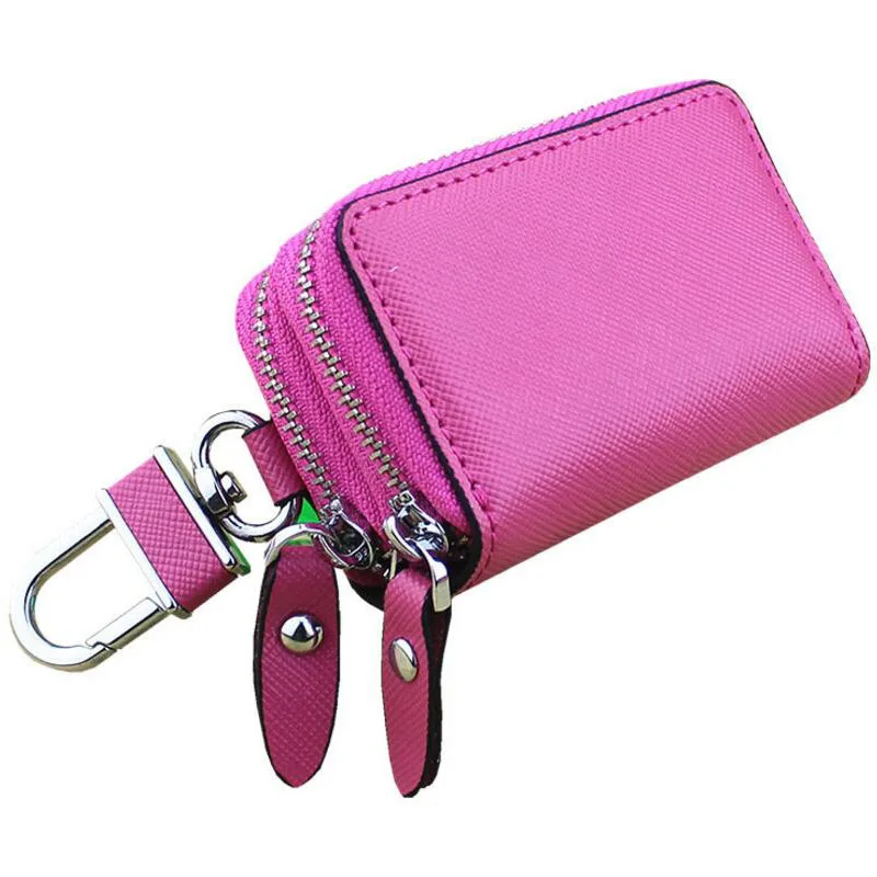 Itapkris, повседневный кожаный кошелек на двойной молнии для женщин, брелок, держатель для ключей, тисненая Мужская ключница, автомобильный держатель для ключей, монета, Poch - Цвет: rose