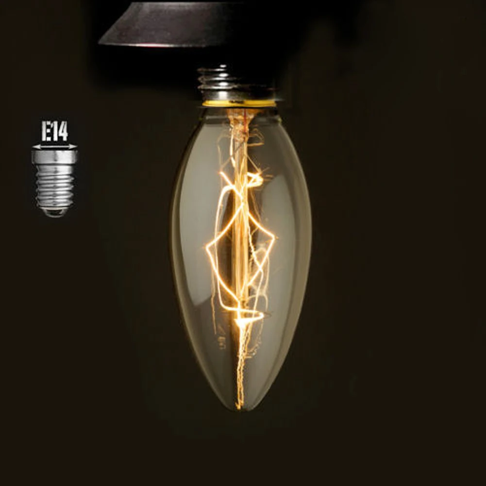 E14 40W Retro Edison Filament Bulb C35 Tip Wire wrapped Light