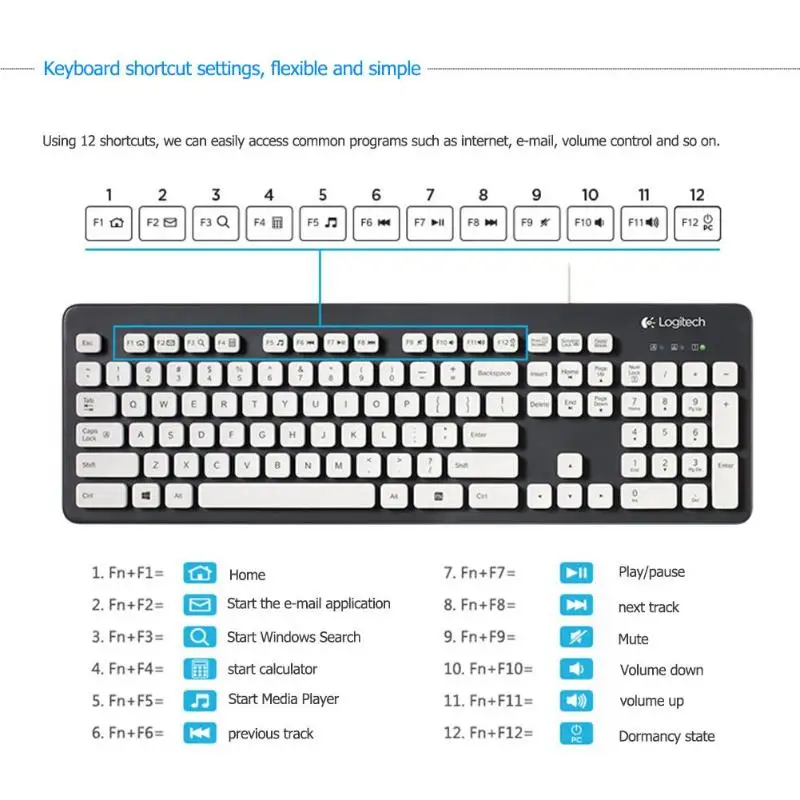 Logitech K310 моющийся Проводная клавиатура 108 ключей USB геймер клавиатура для Windows XP/Vista/7 8 настольных ПК компьютер