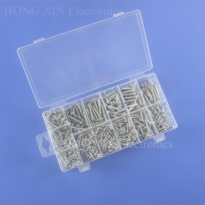 

550 PCS / Lots Zinced Cover Button Head Wood Screws Head Self Tapping Screws Assortment cross recessed Screw Kit