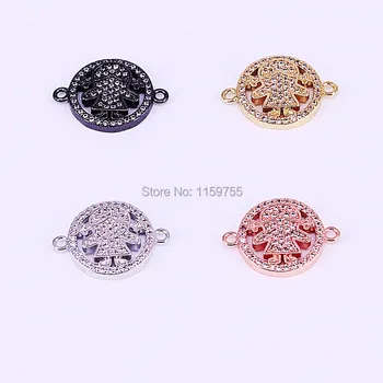 

High Quality 10Pcs Micro Pave White Cubic Zirconia Girl Kid Charm Connector for Bracelet Fashion Jewelry Making