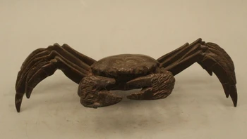 

Lovely China Chinese Pure Bronze Lifelike Crab On Statue Sculpture Figure