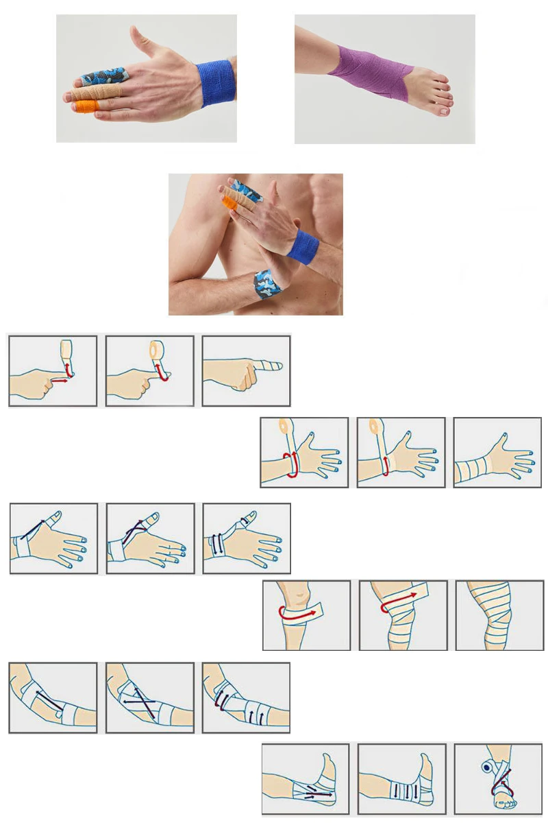 Водонепроницаемая медицинская терапия, самоклеющаяся повязка, мышечная лента, повязка на палец, для суставов, первая помощь, эластичная повязка, 2,5-10 см, спортивная лента