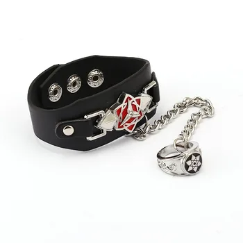 

6/pcs Naruto Mangekyou-syaringan Punk Rock Leather Belt Buckle Bracelets For Women Men Bracelets & Bangles