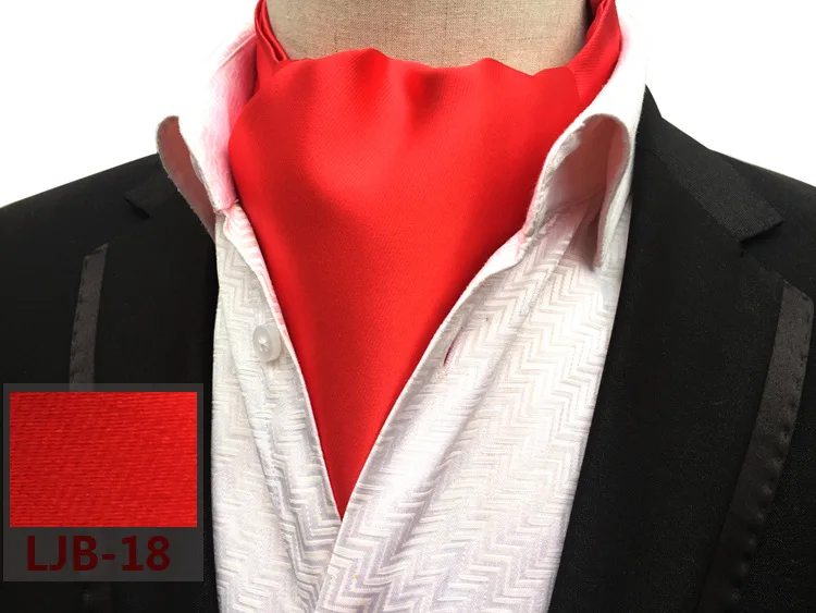 Cravat Ascot Neck-tie Polka Dot Paisley Silk Ties Red Bule Fashion British gentleman scarf Cravat Suit for Men Business Party - Цвет: W18