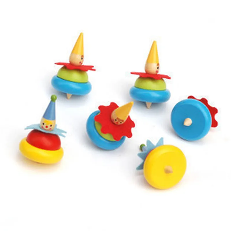 Painted Clown Spinning Tops Puzzle Children Wooden Toys Funny Fun Toys Children's Educational Toys Color Random Painted Clown Spinning Tops Puzzle Children Wooden Toys Funny Fun Toys Children's Educational Toys Color Random