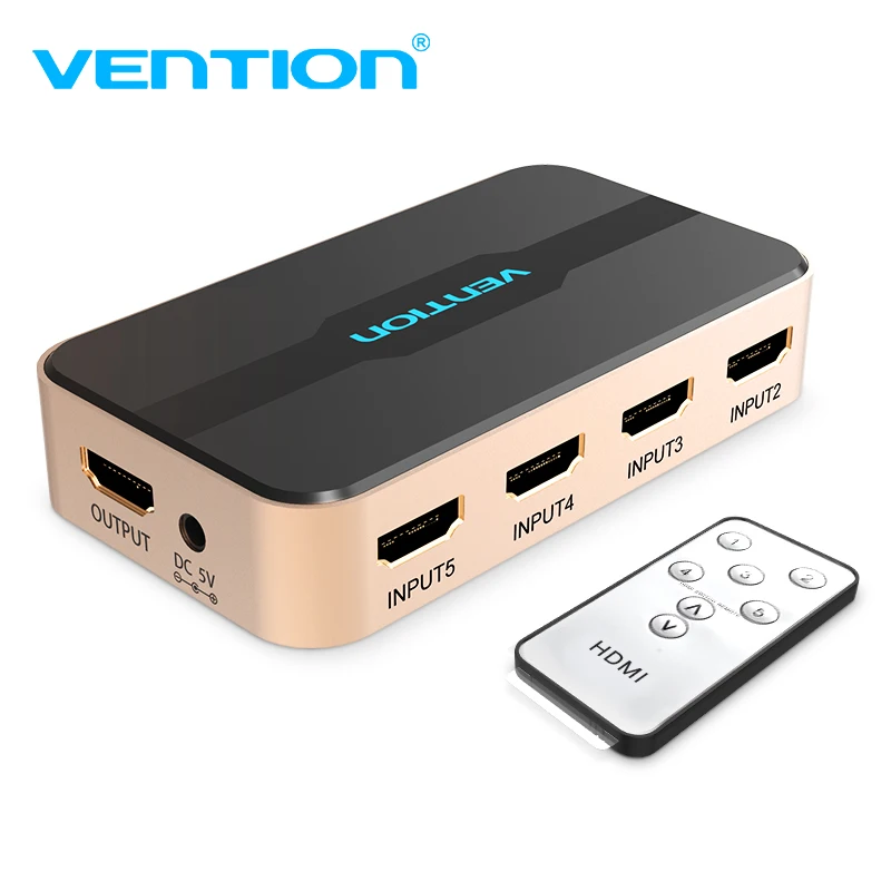 Vention HDMI переключатель Splitter 5 входа 1 выход адаптер 5X1 для xbox 360 PS4 Pro HDTV 4 К * 2 Порты и
