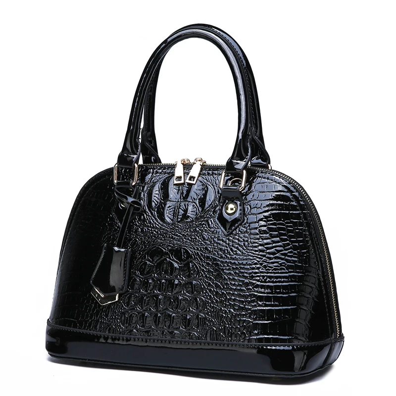 

casual alligator leather bags for women 2018 luxury handbags women bags designer shell bag messenger shoulder bags female black
