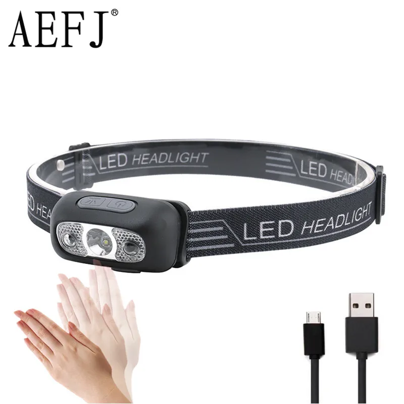

10000Lm Mini Rechargeable LED Headlamp Body Motion Sensor Headlight Camping Flashlight Head Light Torch Lamp With USB