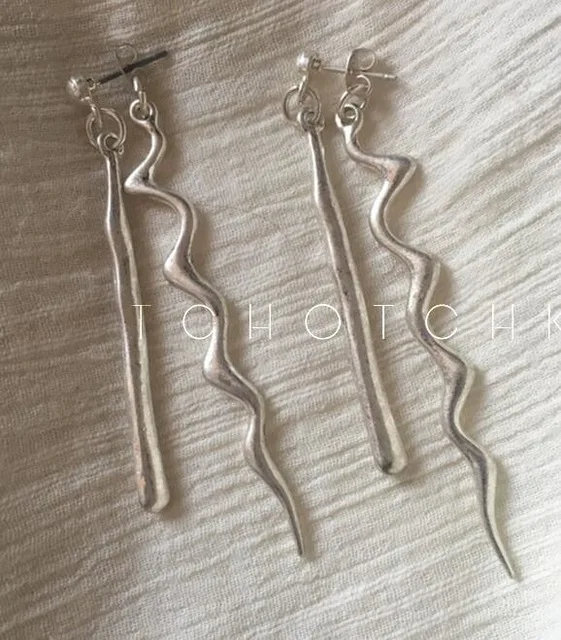 

Geometric Statement Stunning Retro Glam Twisted Waved Swing stud Earrings Party Gown top Brincos runway punk Hiphop Silver Ins