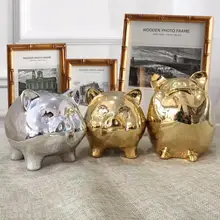 Керамическая золотая свинья копилка, креативная копилка, коробка для хранения монет, фарфоровые поделки, подарок для гостиной, декоративные украшения 05509