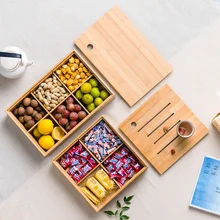 Творческий бамбуковый отсек Коробка для хранения поднос для чая конфеты закуски сухофрукты орех чаша съемный Отдел Органайзер украшение дома
