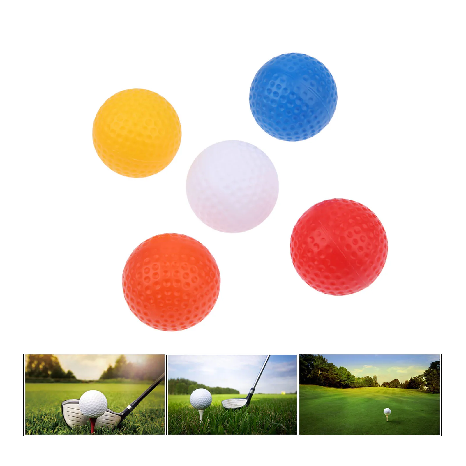 10 قطع 41 ملليمتر البلاستيك الرياضية الغولف ممارسة كرات الغولف كرات للداخلية في 5 ألوان التدريب كرات الغولف جوفاء بدون ثقوب