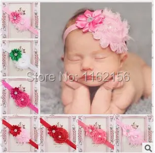 

New 20pcs/lot Shabby flower headbands Satin Ribbon Multilayers fabric flowers headbands girl hair accessory Christmas