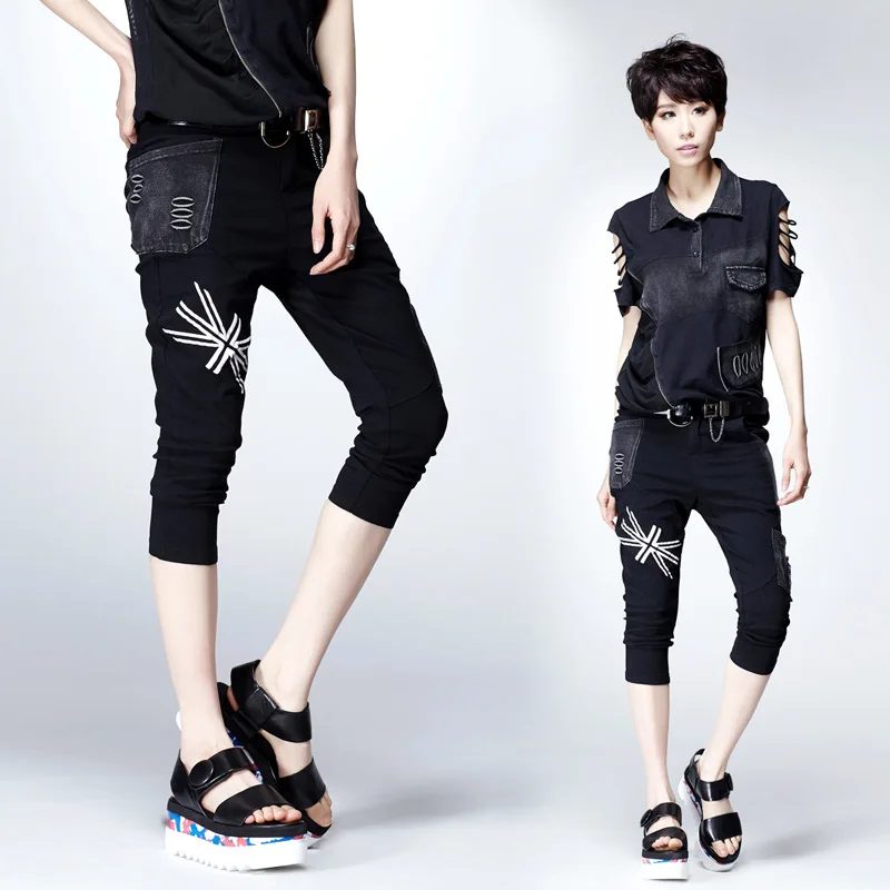 Summer New Female Harem Pants Stars and Stripes 2017 New Design Slim Skinny Capris Women Calf Length Pants Trousers High Quality