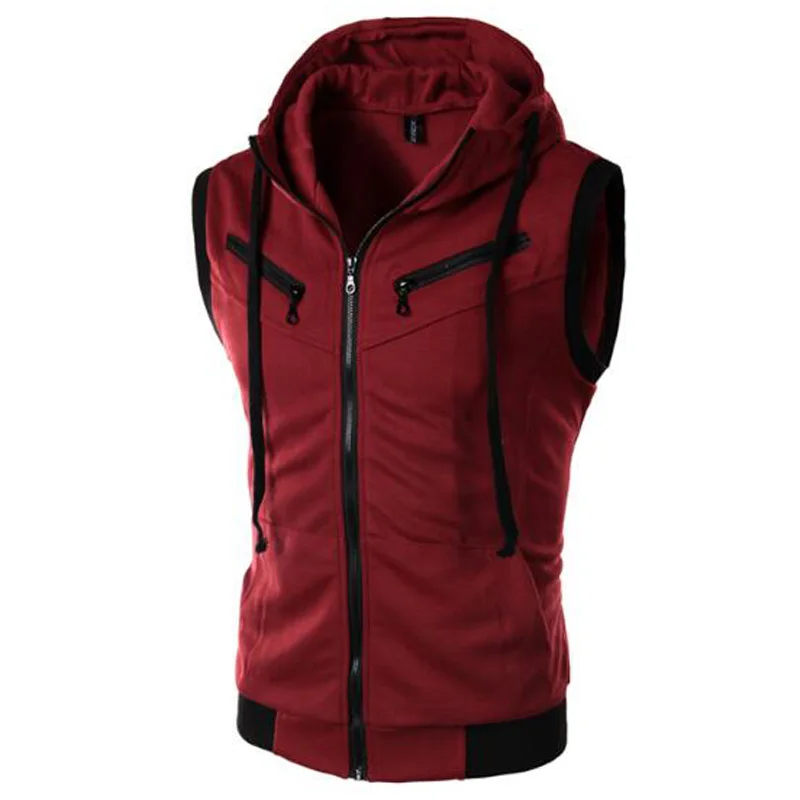 Beste Nieuwe Herfst Vest Mannen Casual Hooded Kraag Heren Vest Mouwloze Jas Mannen Mode Vesten