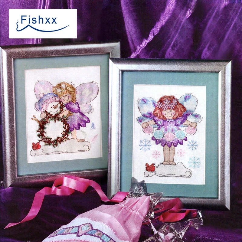 Fishxx Cross Stitch Kit Magazine Crazy94-2 Snow Angel Two Pattern Elf Girl Cartoon Cute Guy