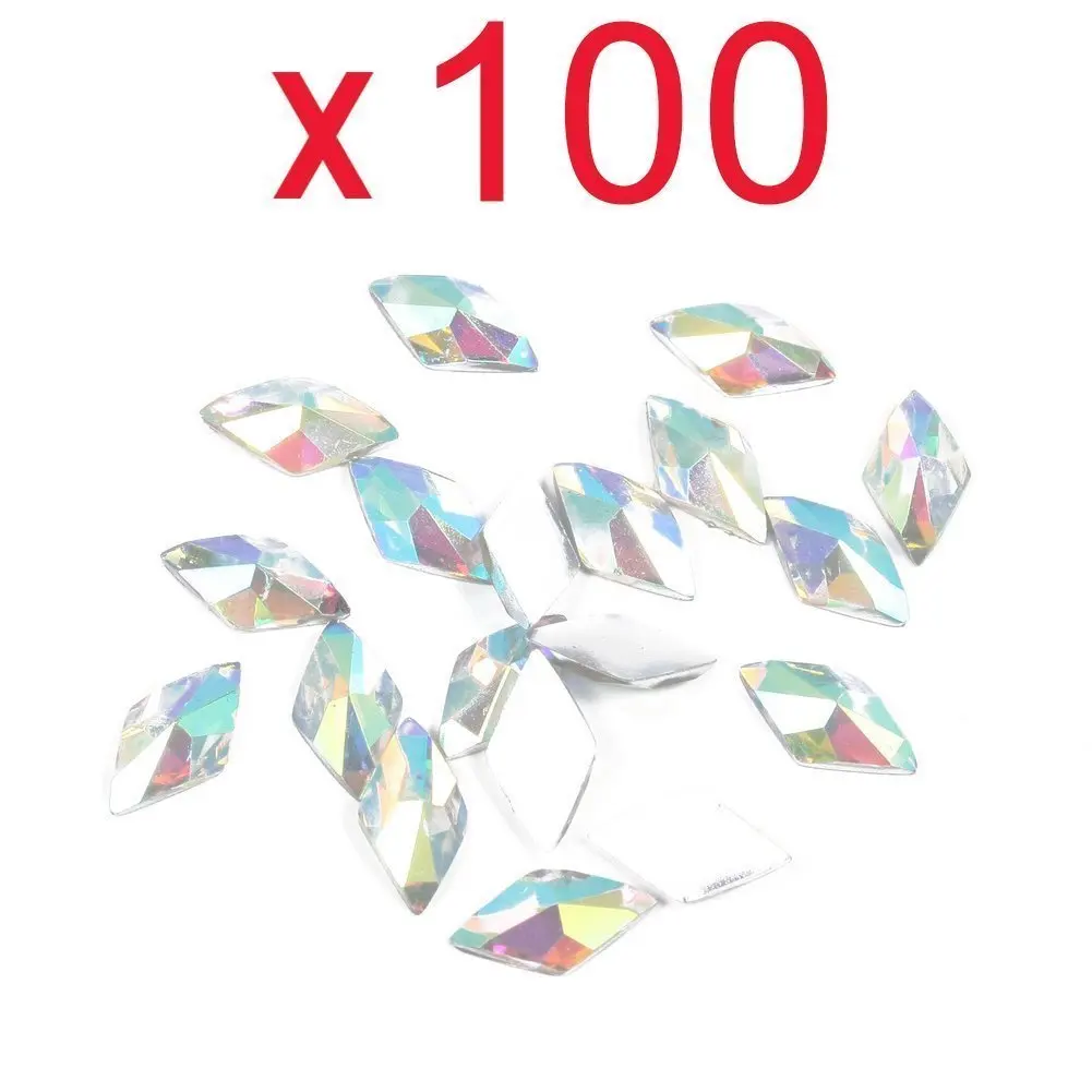 

100Pcs Colorful Rhombus Flat Back Rhinestones Flatback Acrylic Gems For Nail Art