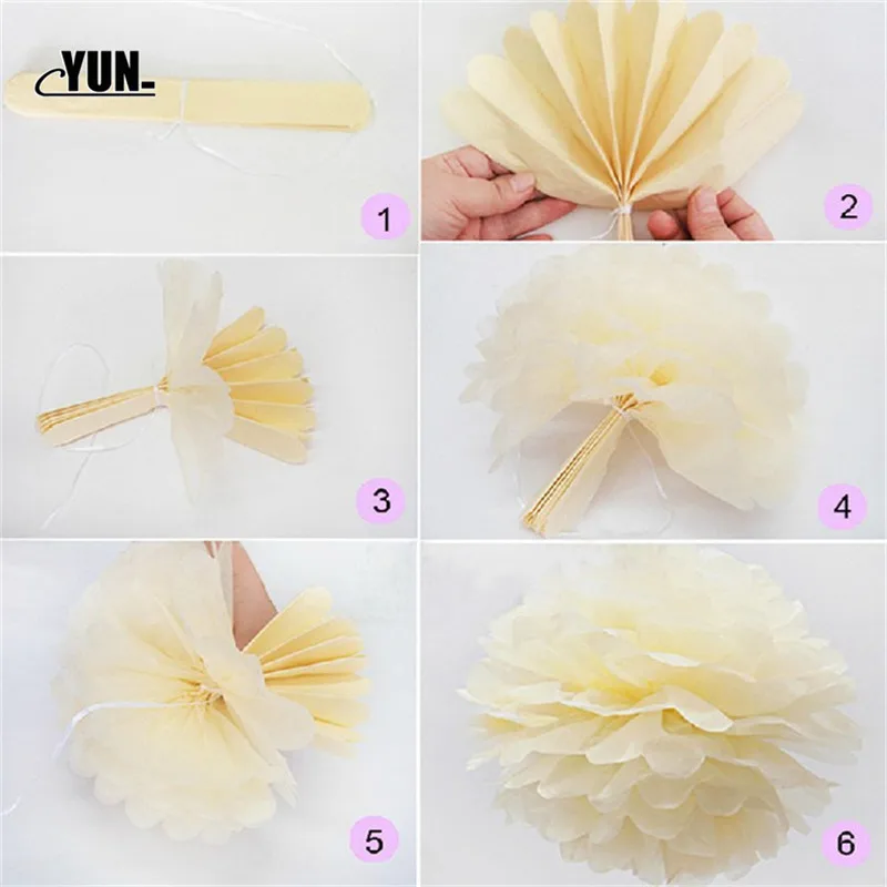 DIY Sizes 1520cm Handmade Flower Balls Paper Pom Poms Hanging Baby Shower Holiday Wedding Decorations 8D
